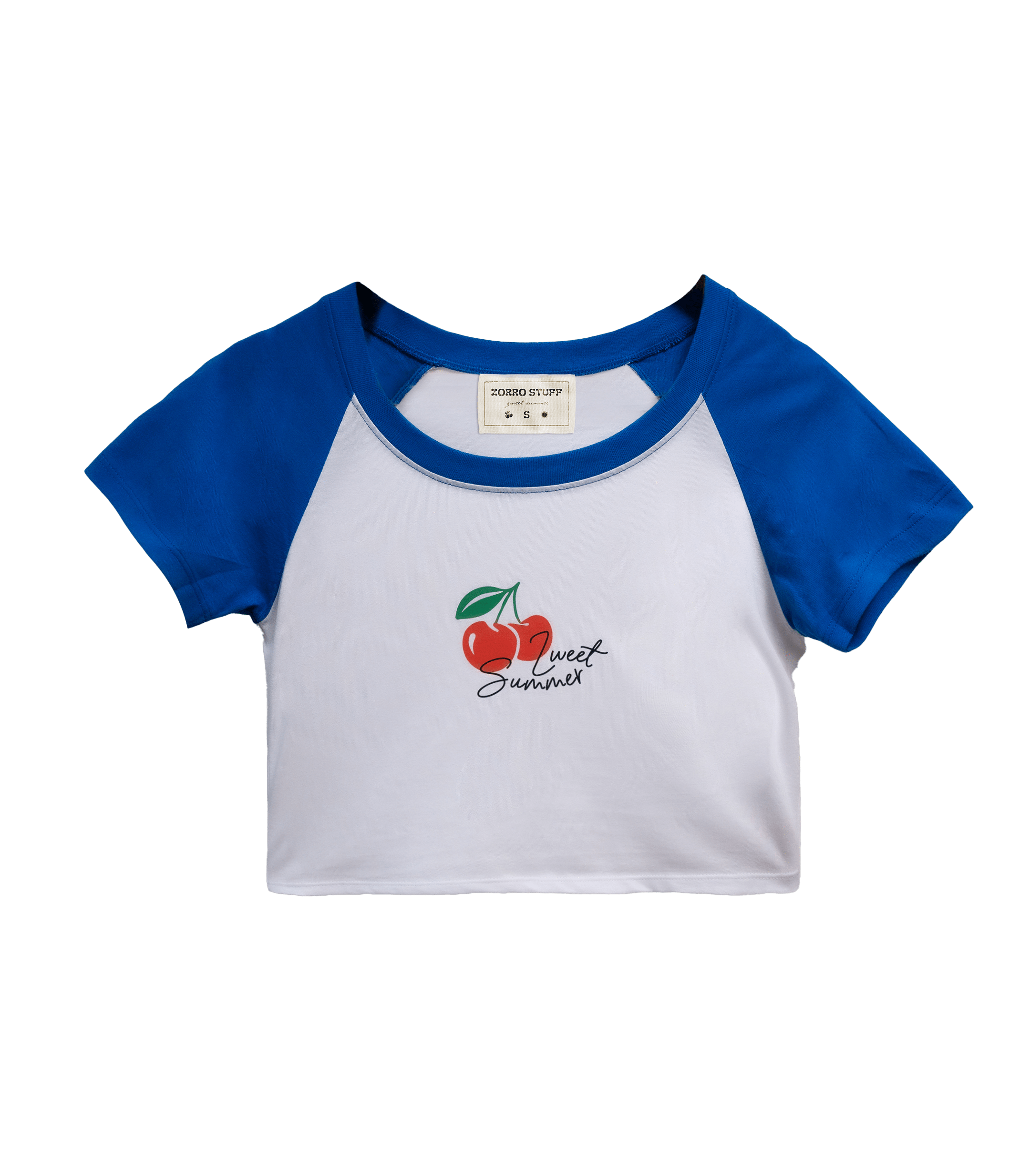 Zorro Stuff T-Shirts T-Shirt Crop Cherry White/Blue